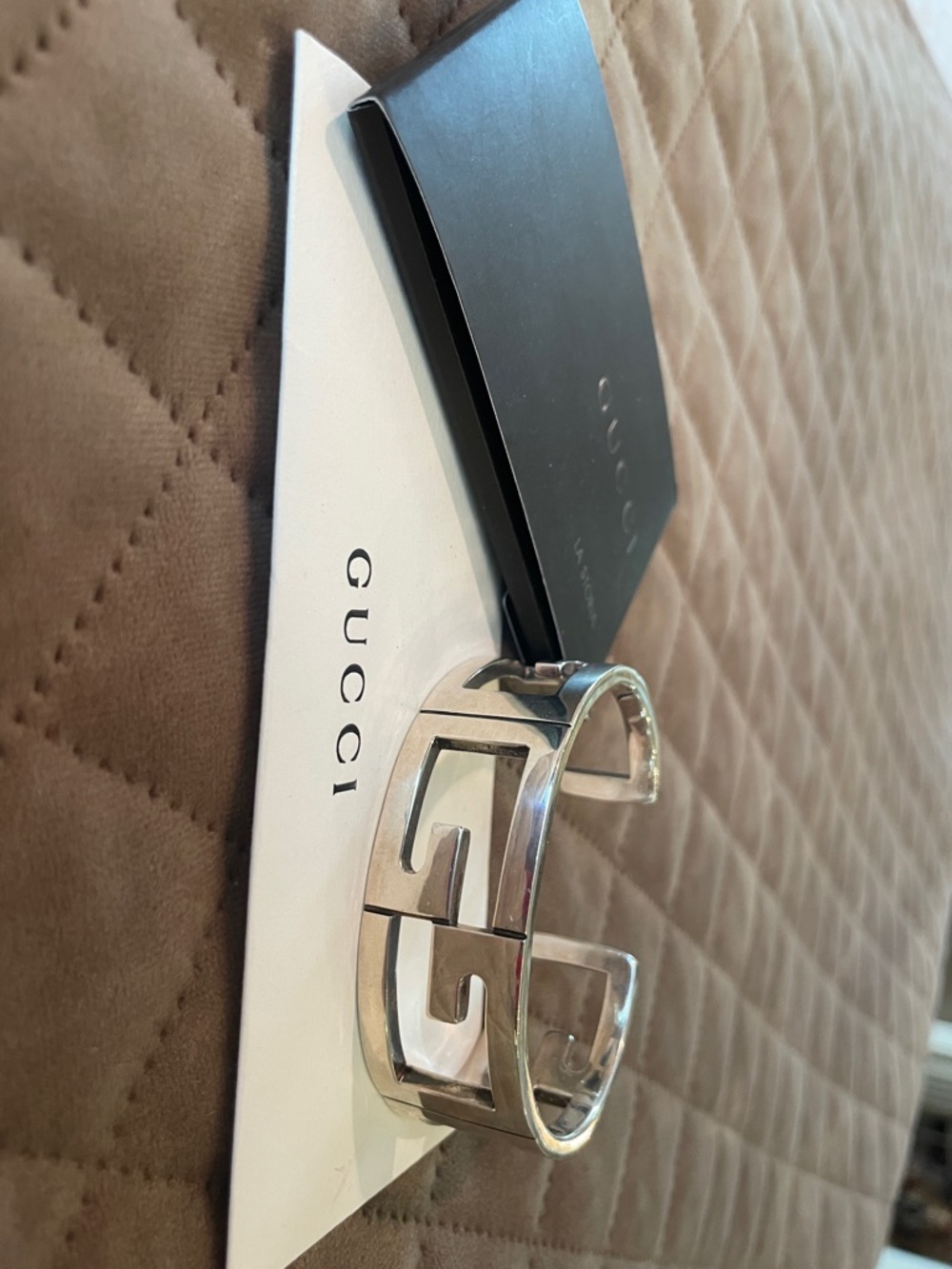 Gucci Silver Double-G Open Cuff Bracelet